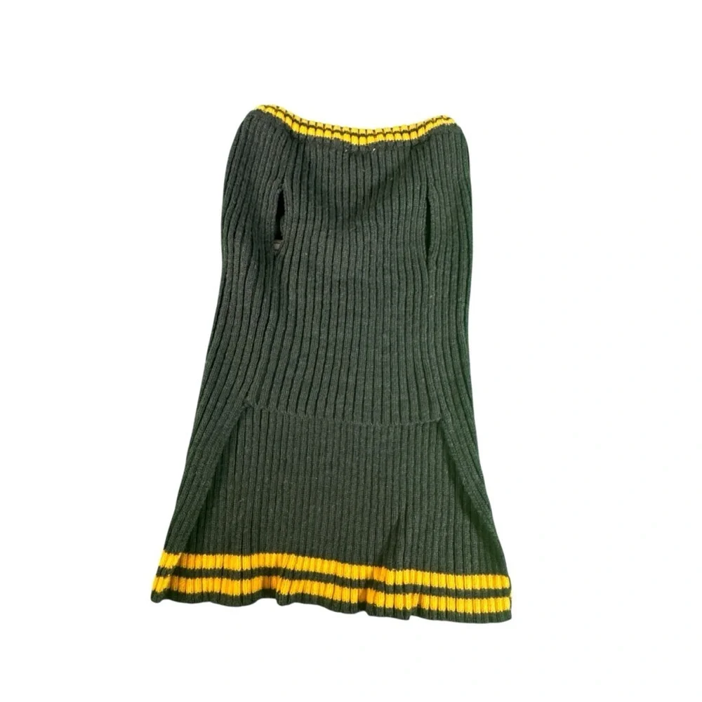 Green Bay Packers Dog Sweater Medium NFL Pet Knit Vest Green Gold Ribbed